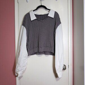 SHEIN Sweater Vest with collar and sleeve extensions